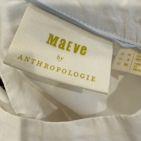 ANTHROPOLOGIE MAEVE Poplin Cotton Bell Sleeve Blouse in White - Picture 4 of 7